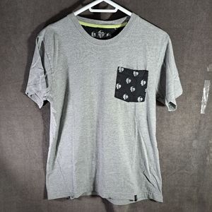 N&M Black Skulls Pocket on Light Grey Graphic Tee G S